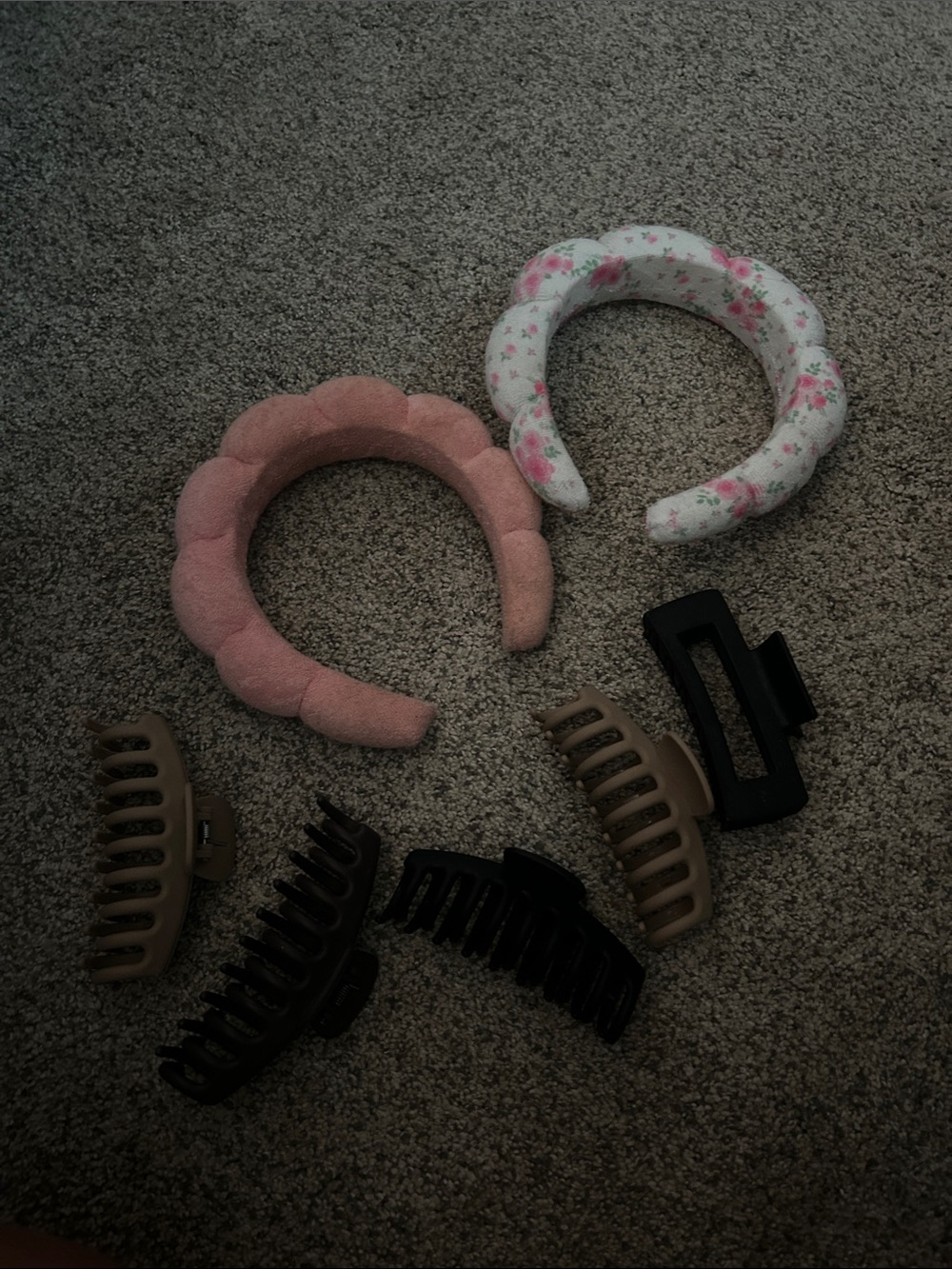 Padded Floral and Pink Headbands + Assorted Hair Claws